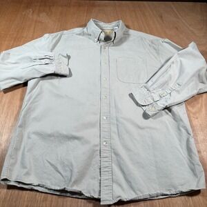 Eagle Dry Goods Button Down Shirt Mens 2XL Khaki Tan Cotton Twill Workwear LS